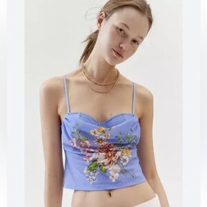 Urban Outfitters- Out From Under - Floral Mesh Balconette Top - Blue NWT